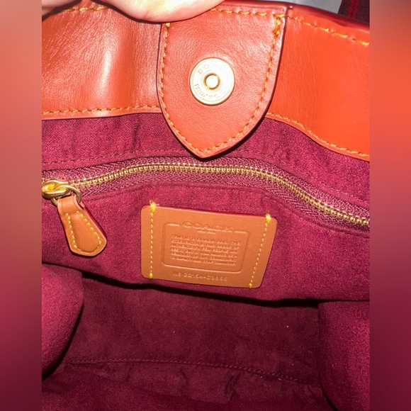 Coach Tan and Burgundy Signature Tote - Picture 6 of 12